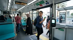 Photograph-capturing-passengers-forgot-to-tap-their-Hafilat-cards-on-onboard-readers-while-exiting-a-bus-at-Mussafah-Station.